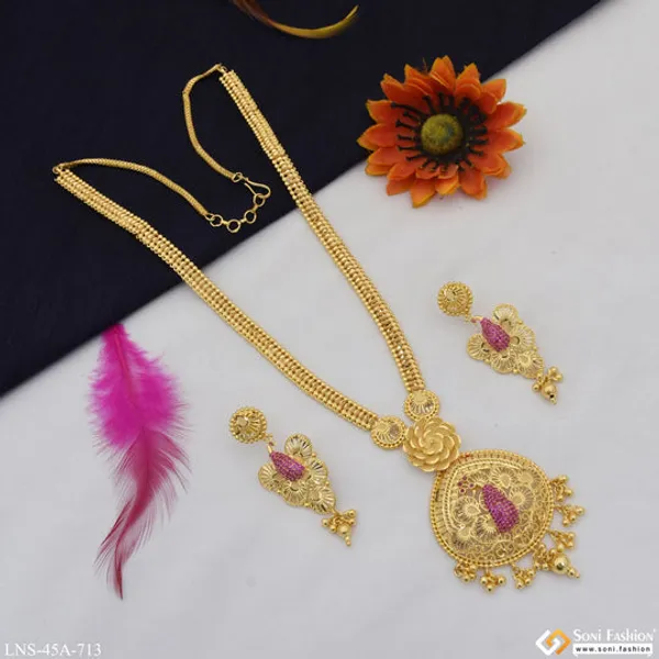 1_Gram_Gold_Plated_Eye_Catching_Design_Rani_Haar_Necklace_Set_For_Women_Style_A713