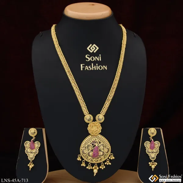 1_Gram_Gold_Plated_Eye_Catching_Design_Rani_Haar_Necklace_Set_For_Women_Style_A713