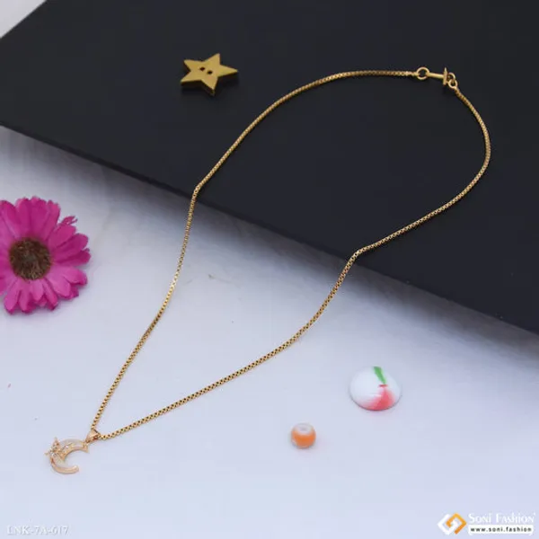 Butterfly_On_Half_Moon_Gold_Plated_Chain_Pendant_For_Ladies_Style_A617