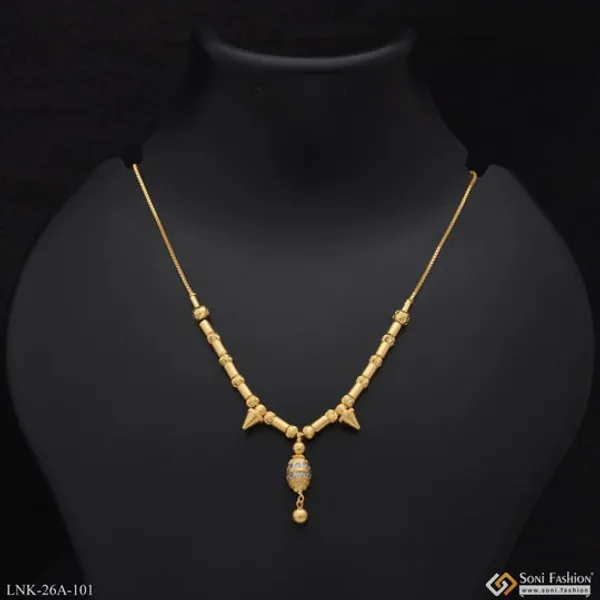 1_Gram_Gold_Plated_With_Diamond_Graceful_Design_Necklace_For_Ladies_Style_A101
