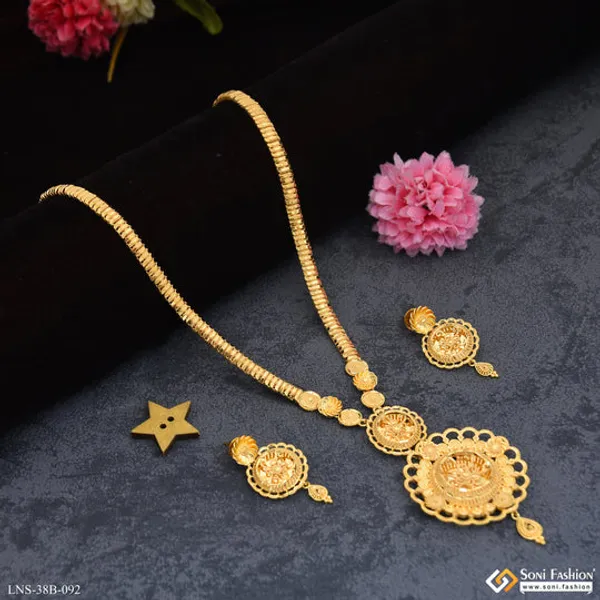 1_Gram_Gold_Plated_Fancy_Design_Rani_Haar_Necklace_Set_For_Women_Style_B092