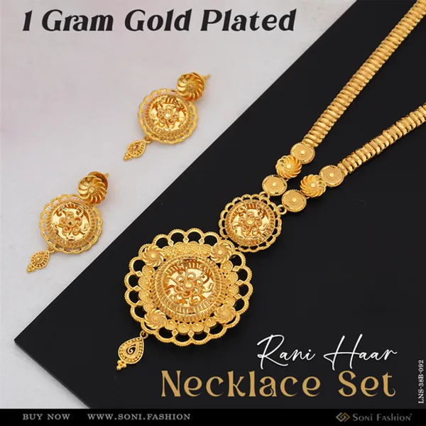 1_Gram_Gold_Plated_Fancy_Design_Rani_Haar_Necklace_Set_For_Women_Style_B092