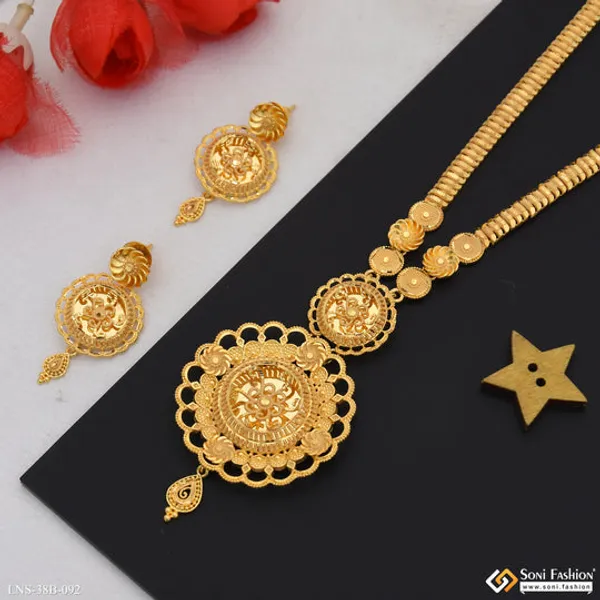 1_Gram_Gold_Plated_Fancy_Design_Rani_Haar_Necklace_Set_For_Women_Style_B092