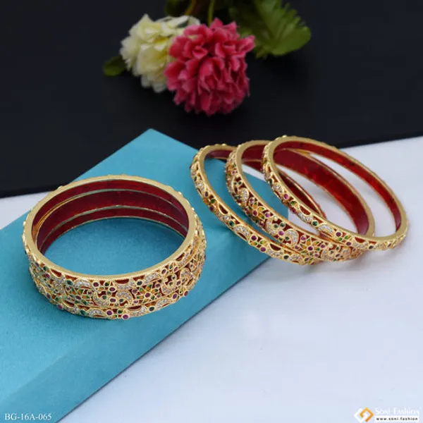 Unique_Design_Gold_Plated_Bangles_For_Women_Style_A065
