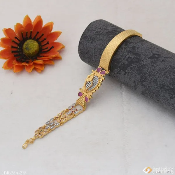 1_Gram_Gold_Plated_With_Diamond_Casual_Design_Bracelet_For_Ladies_Style_A218