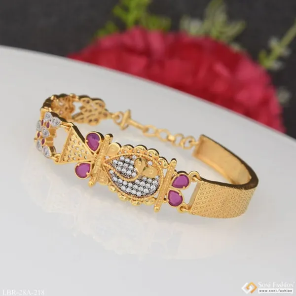 1_Gram_Gold_Plated_With_Diamond_Casual_Design_Bracelet_For_Ladies_Style_A218