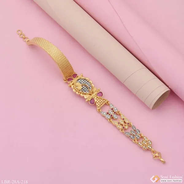 1_Gram_Gold_Plated_With_Diamond_Casual_Design_Bracelet_For_Ladies_Style_A218