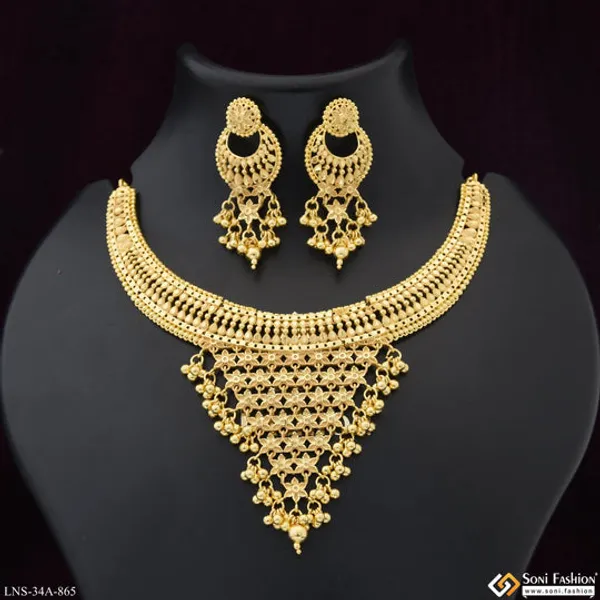 1_Gram_Gold_Plated_Finely_Detailed_Necklace_Set_For_Women_Style_A865