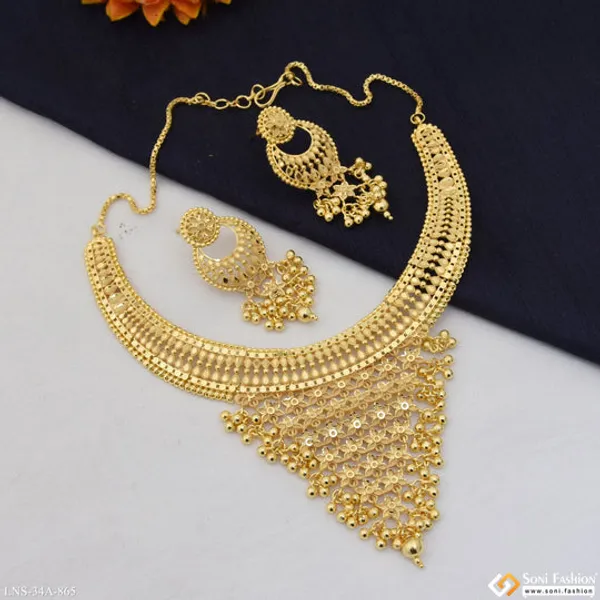 1_Gram_Gold_Plated_Finely_Detailed_Necklace_Set_For_Women_Style_A865