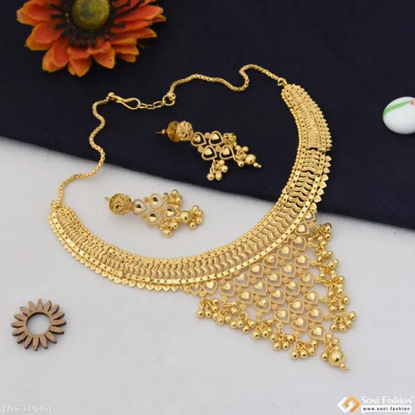1_Gram_Gold_Plated_Heart_Glamorous_Design_Necklace_Set_For_Women_Style_A861