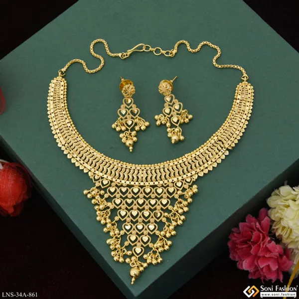 1_Gram_Gold_Plated_Heart_Glamorous_Design_Necklace_Set_For_Women_Style_A861