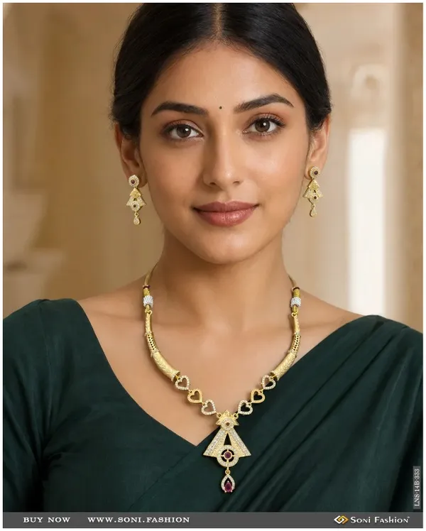 Fancy_Design_Gold_Plated_Necklace_Set_For_Women_Style_B333