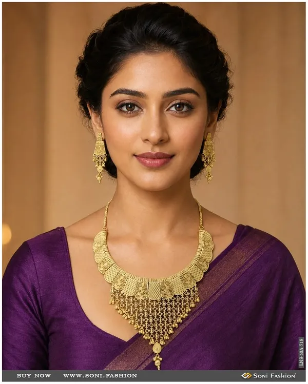 1_Gram_Gold_Plated_Fashionable_Necklace_Set_For_Women_Style_A718