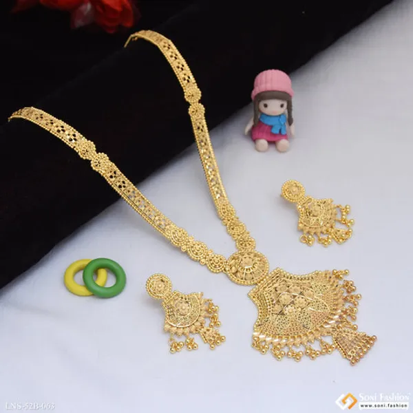 1_Gram_Gold_Plated_Dazzling_Design_Necklace_Set_For_Women_Style_B063