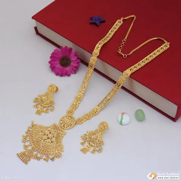 1_Gram_Gold_Plated_Dazzling_Design_Necklace_Set_For_Women_Style_B063