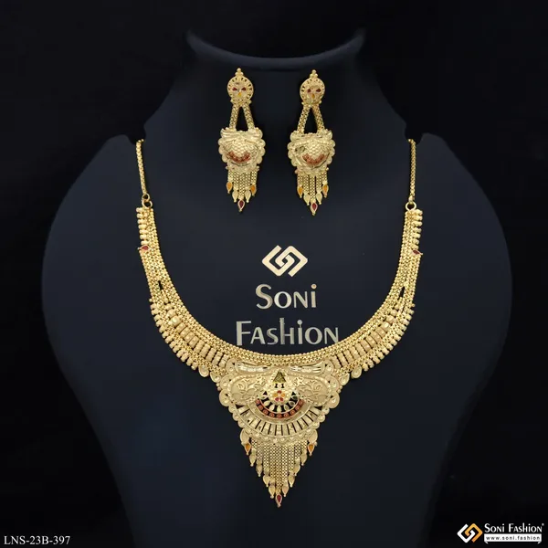 Eye_Catching_Design_Gold_Plated_Necklace_Set_For_Women_Style_B397