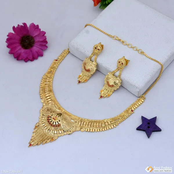 Eye_Catching_Design_Gold_Plated_Necklace_Set_For_Women_Style_B397