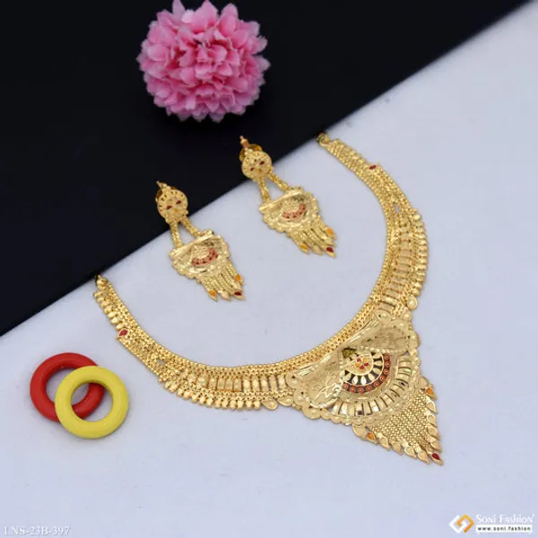 Eye_Catching_Design_Gold_Plated_Necklace_Set_For_Women_Style_B397