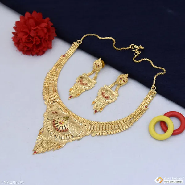 Eye_Catching_Design_Gold_Plated_Necklace_Set_For_Women_Style_B397