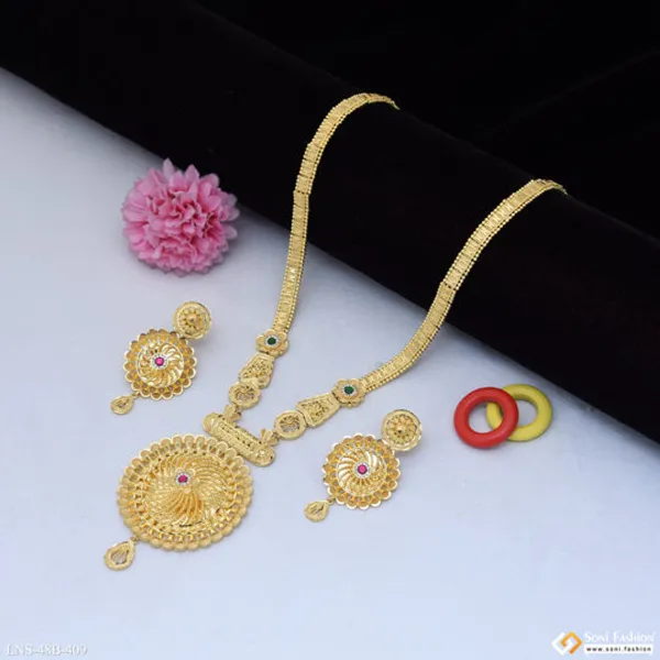 1_Gram_Gold_Plated_Gorgeous_Design_Necklace_Set_For_Women_Style_B409