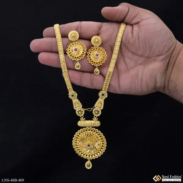 1_Gram_Gold_Plated_Gorgeous_Design_Necklace_Set_For_Women_Style_B409