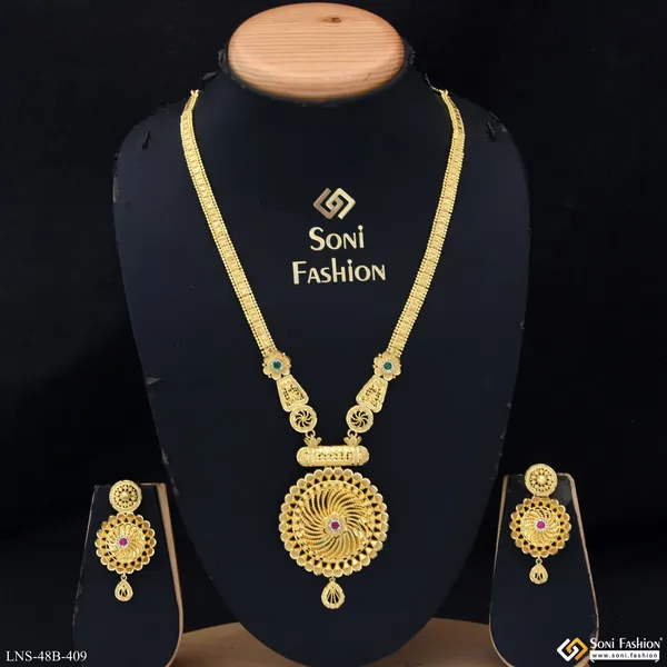 1_Gram_Gold_Plated_Gorgeous_Design_Necklace_Set_For_Women_Style_B409