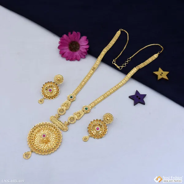 1_Gram_Gold_Plated_Gorgeous_Design_Necklace_Set_For_Women_Style_B409