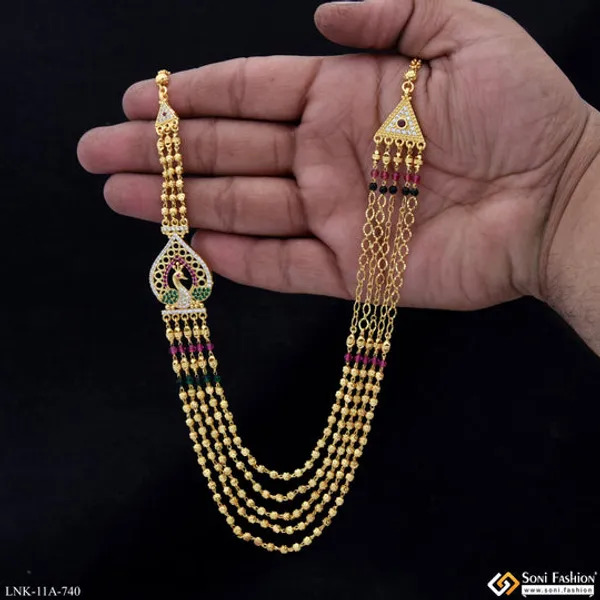 5_Line_Designer_Gold_Plated_Brass_Beaded_Mala_For_Women_Style_A740
