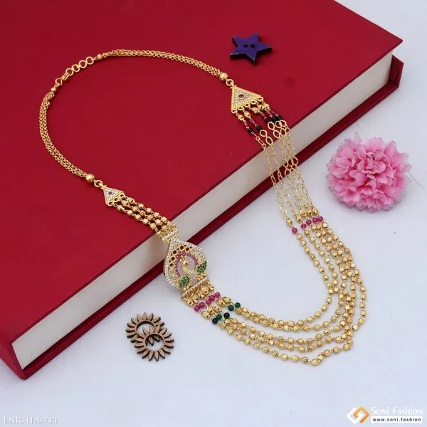 5_Line_Designer_Gold_Plated_Brass_Beaded_Mala_For_Women_Style_A740