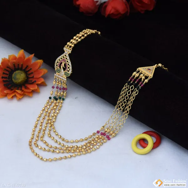 5_Line_Designer_Gold_Plated_Brass_Beaded_Mala_For_Women_Style_A740