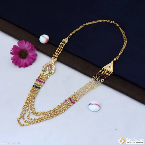 5_Line_Designer_Gold_Plated_Brass_Beaded_Mala_For_Women_Style_A740
