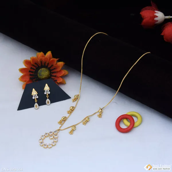 1_Gram_Gold_Plated_Eye_Catching_Design_Necklace_Set_For_Women_Style_B364
