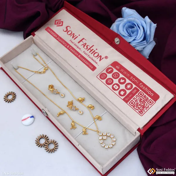 1_Gram_Gold_Plated_Eye_Catching_Design_Necklace_Set_For_Women_Style_B364