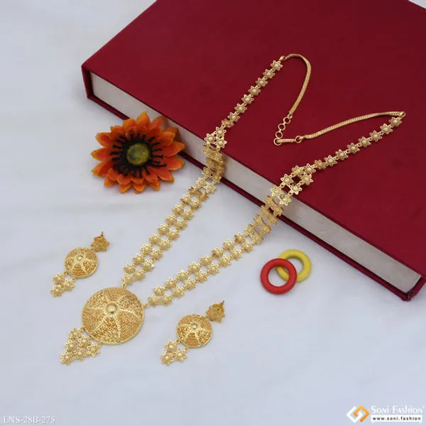 1_Gram_Gold_Plated_Decorative_Design_Necklace_Set_For_Women_Style_B275