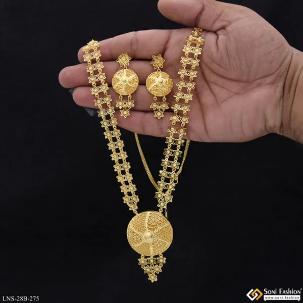 1_Gram_Gold_Plated_Decorative_Design_Necklace_Set_For_Women_Style_B275