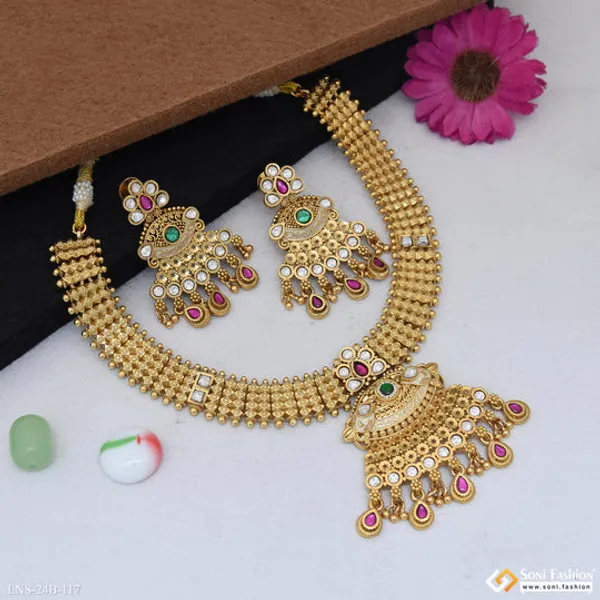 Best_Quality_Gold_Plated_Antique_Necklace_Set_For_Women_Style_B117