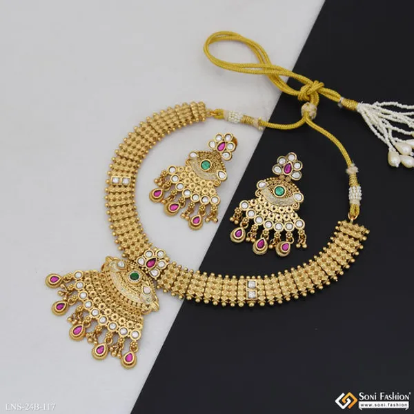 Best_Quality_Gold_Plated_Antique_Necklace_Set_For_Women_Style_B117