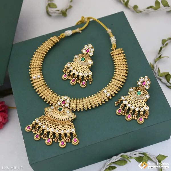 Best_Quality_Gold_Plated_Antique_Necklace_Set_For_Women_Style_B117