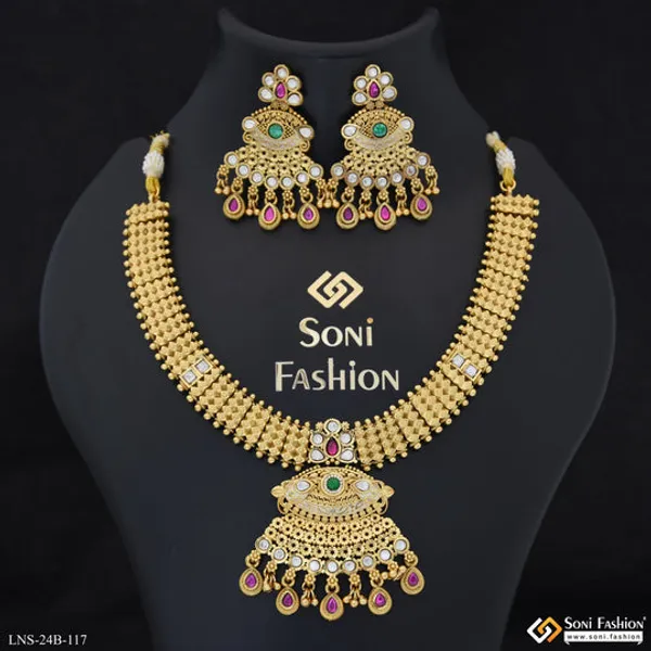 Best_Quality_Gold_Plated_Antique_Necklace_Set_For_Women_Style_B117