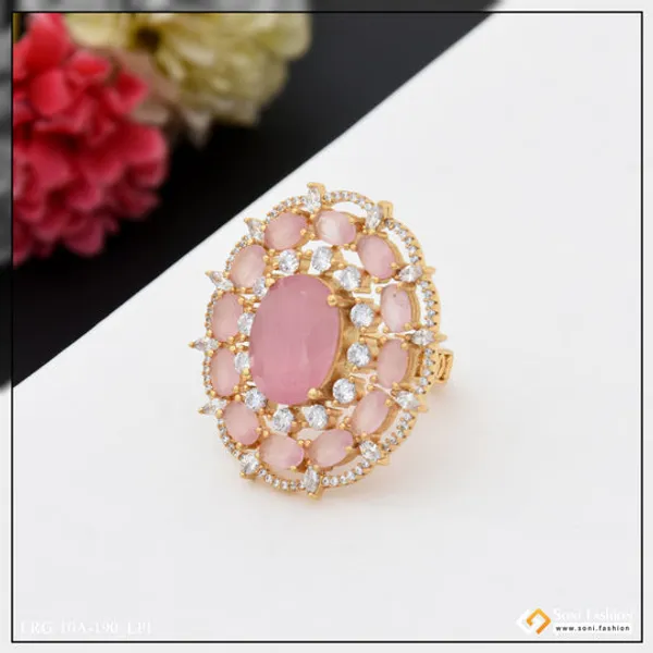 Dazzling_Design_With_Diamond_Designer_Gold_Plated_Ring_For_Ladies_Style_A190