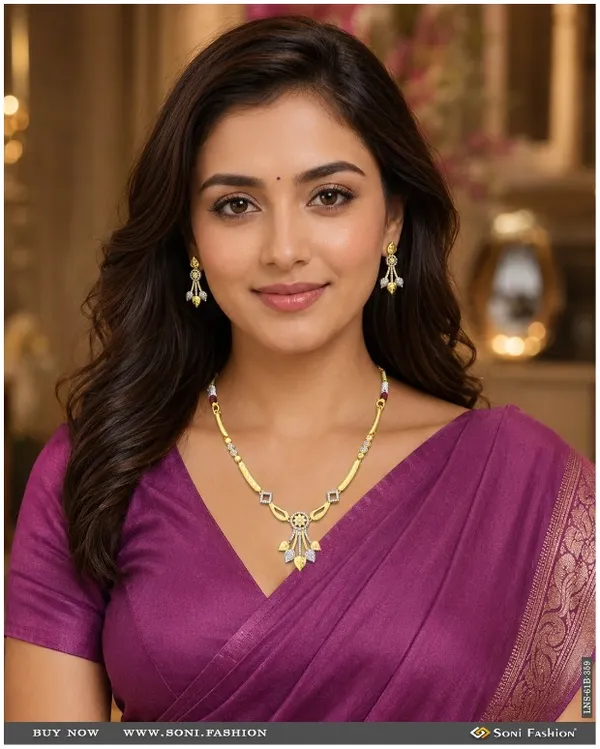 1_Gram_Gold_Plated_Brilliant_Design_Necklace_Set_For_Women_Style_B359
