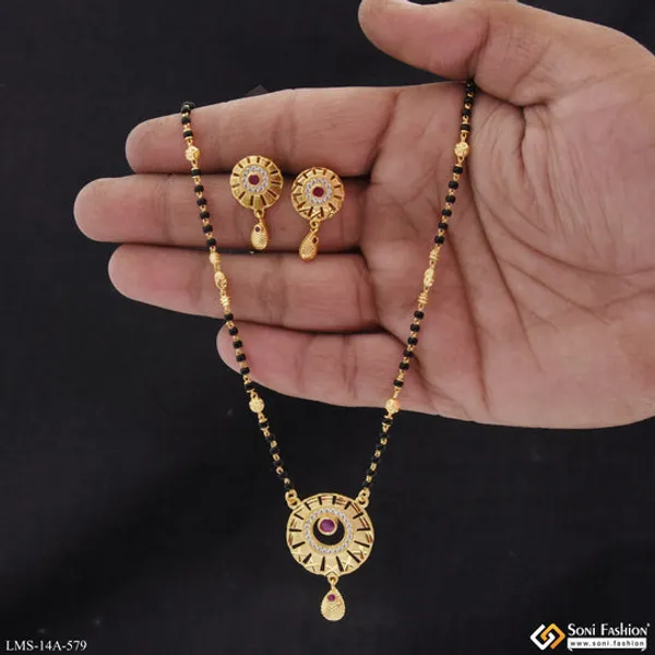 Glittering_Design_Gold_Plated_Mangalsutra_Set_For_Women_Style_A579