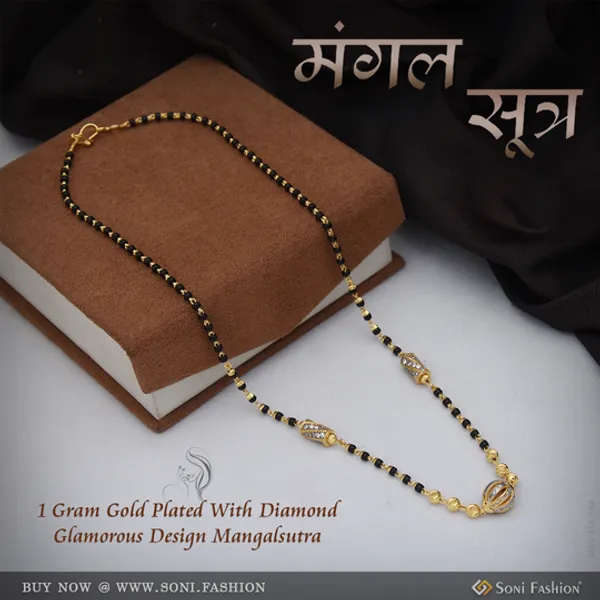 1_Gram_Gold_Plated_With_Diamond_Glamorous_Design_Mangalsutra_For_Women_Style_A154