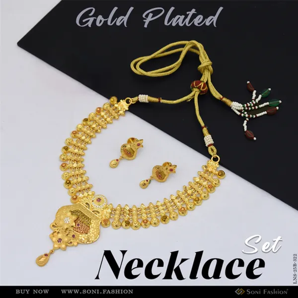 Radiant_Design_Gold_Plated_Necklace_Set_For_Women_Style_B322