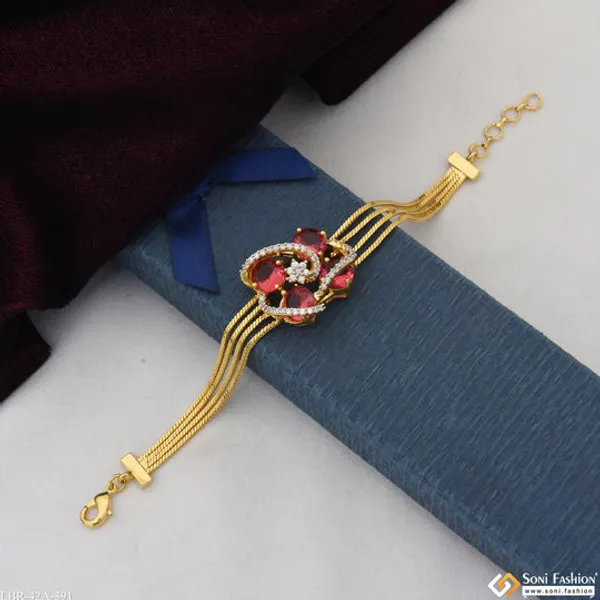 1_Gram_Gold_Plated_Sparkling_Design_Bracelet_For_Ladies_Style_A391