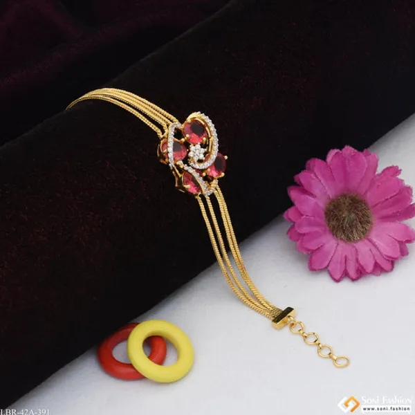 1_Gram_Gold_Plated_Sparkling_Design_Bracelet_For_Ladies_Style_A391