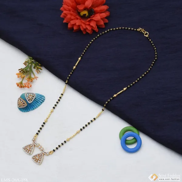1_Gram_Gold_Plated_With_Diamond_Best_Quality_Mangalsutra_Set_For_Women_Style_A188