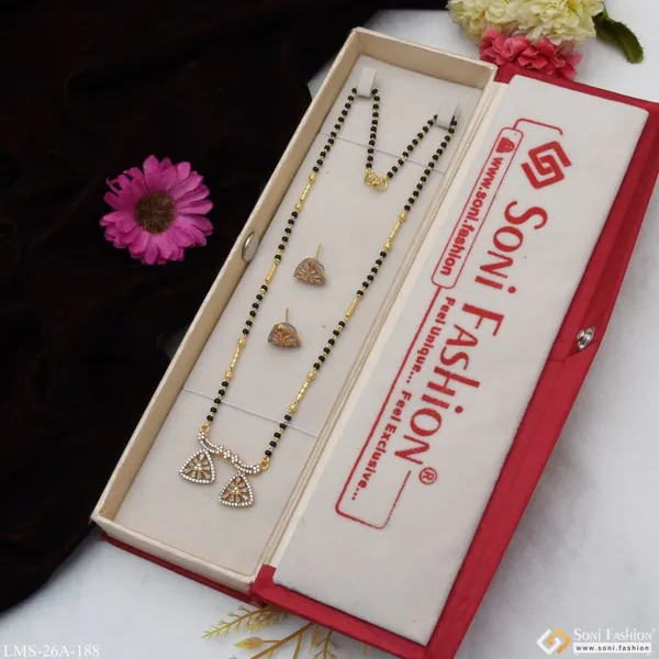 1_Gram_Gold_Plated_With_Diamond_Best_Quality_Mangalsutra_Set_For_Women_Style_A188