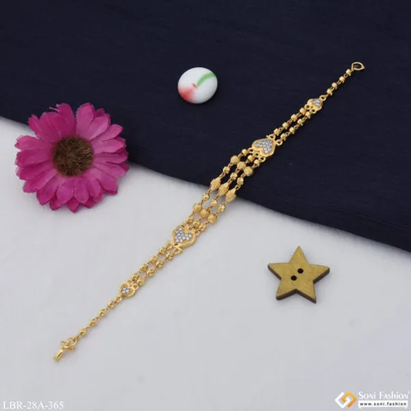 1_Gram_Gold_Plated_With_Diamond_Casual_Design_Bracelet_For_Ladies_Style_A365