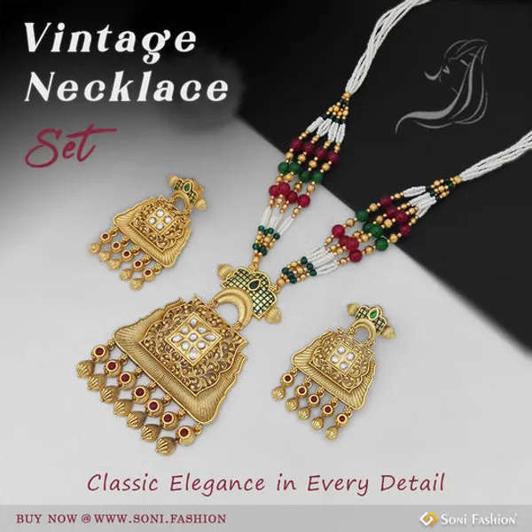 Fashionable_Gold_Plated_Antique_Necklace_Set_For_Women_Style_B125